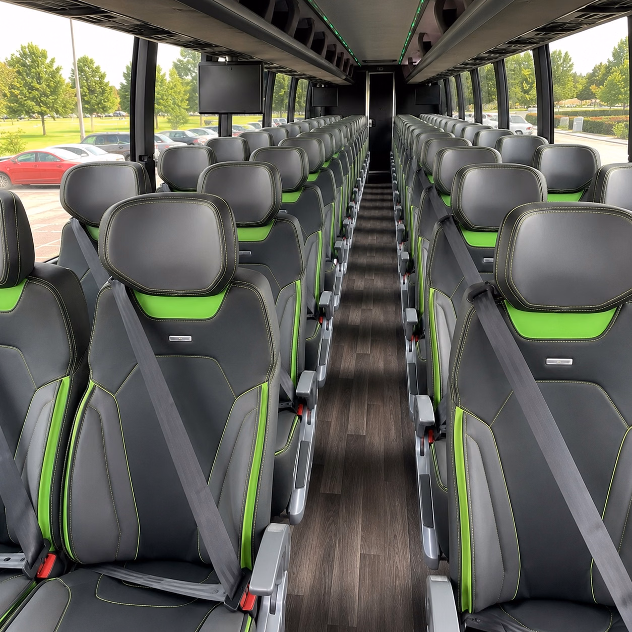 56 passenger charter bus inside